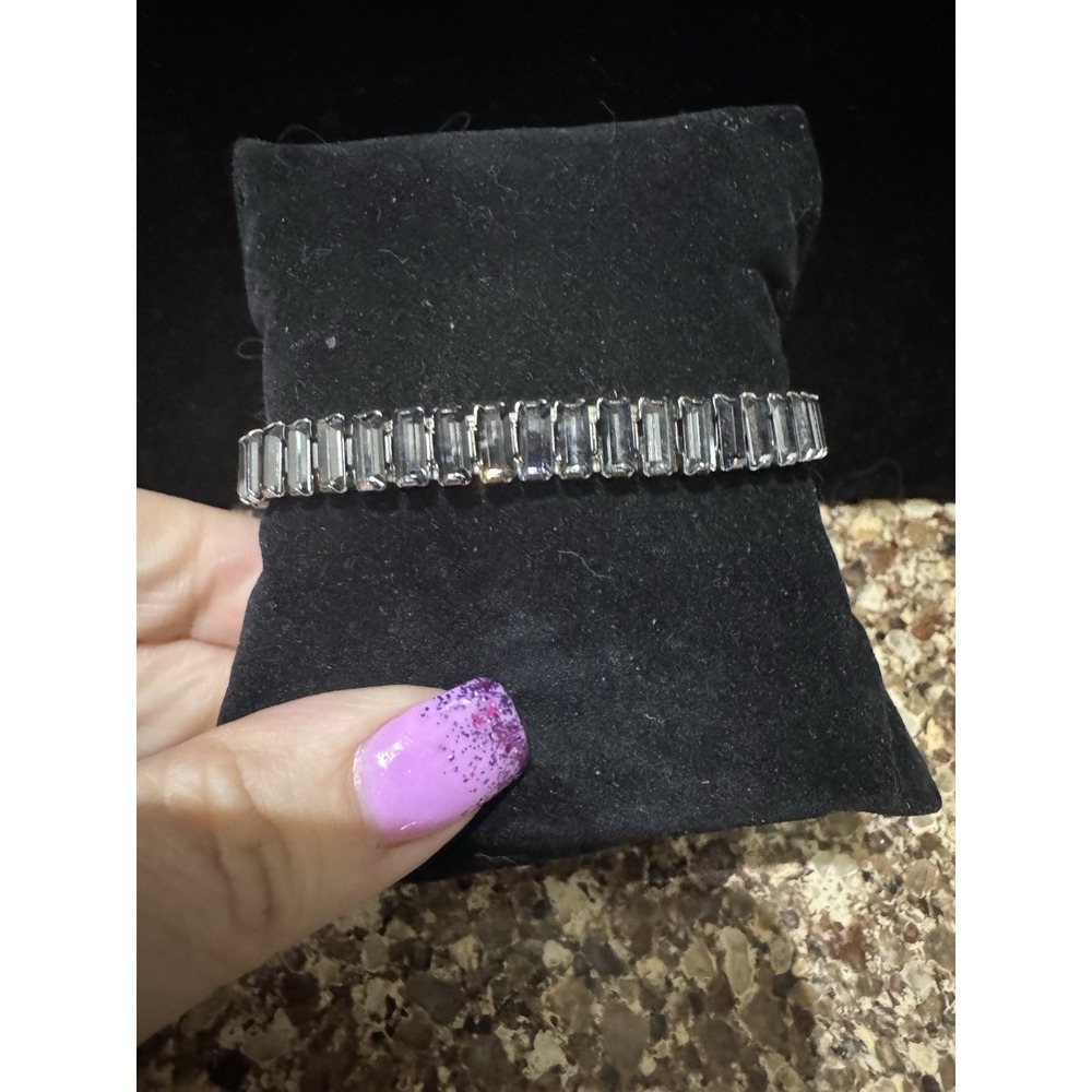 Touchstone Crystal Luxe Silver Night Stretch Bracelet NEW